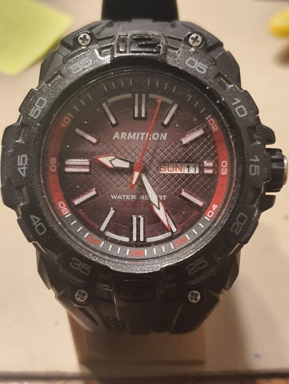 Armitron Pro Sport Black/Red Men's Watch w/ Day-Date